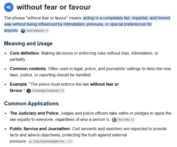 Fear And Favour